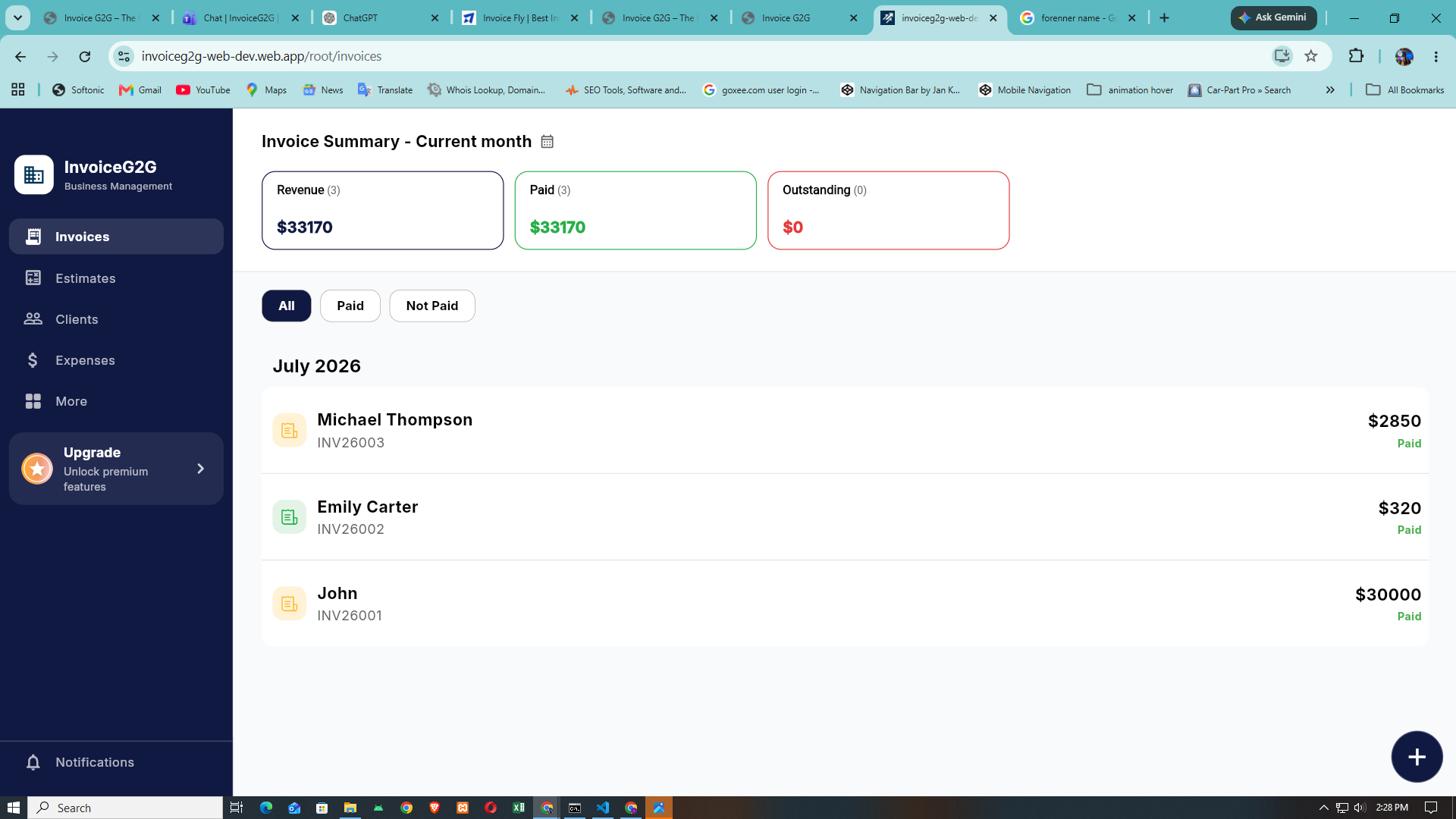 InvoiceG2G Dashboard