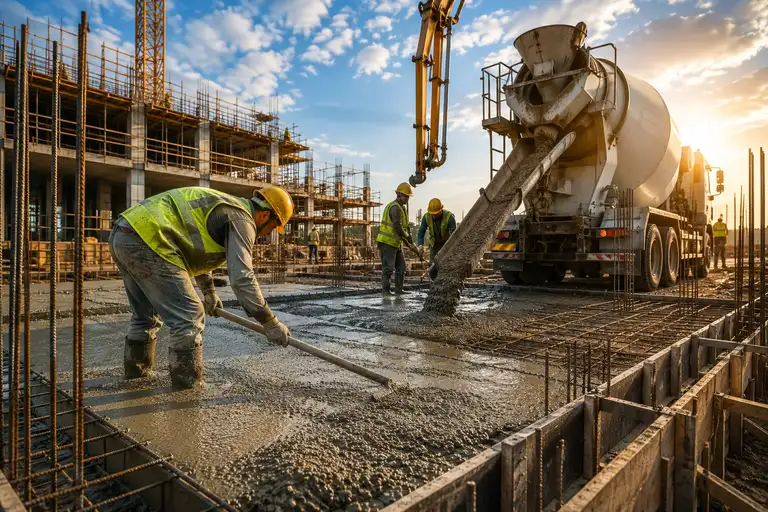 Concrete contractor at work