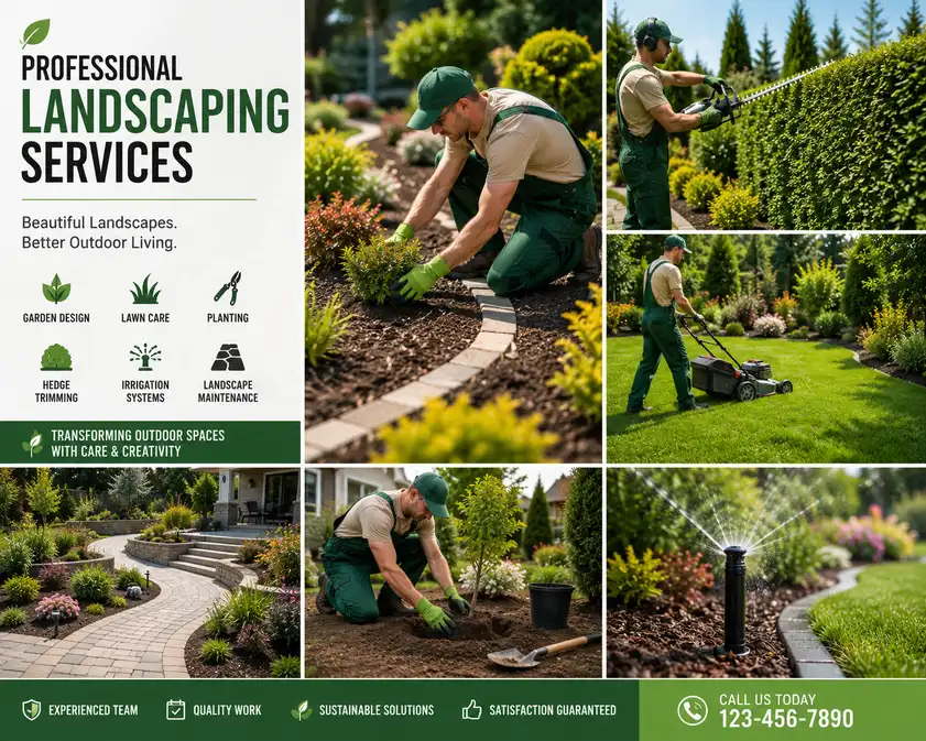 Landscaper working on garden